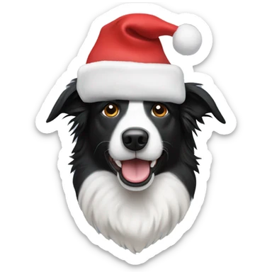 a dog who is a border collie with a christmas hat sticker