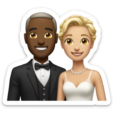 smiling couple in formal attire make us into emoji sticker