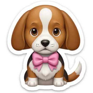 Beagle dog with a bow sticker