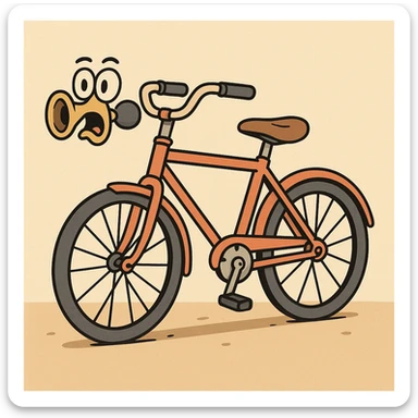 a fun and clear illustration of a bicycle with a horn sticker