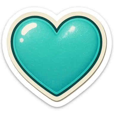 Change the glittery mint color heart to a glittery teal color heart, keeping the background transparent. sticker
