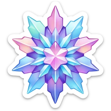 Gradient iridescent Pastel rainbow Pink violet blue crystal star snowflake  sticker