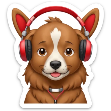 dog wearing red headphones sticker