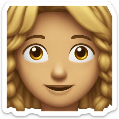 Chica con cerquillo y pelo largo media castaña con un pursing en la nariz sonriendo  sticker