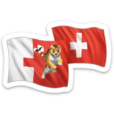 Swiss Flag with Tiger sticker