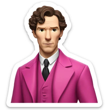 Benedict Cumberbatch-like Sherlock Holmes all in the pink suit, upper body sticker