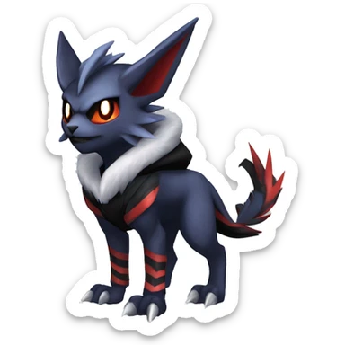 Cool Dark Edgy Absol-Noivern-Quilava-Litten-Pokémon with edgy stripes hoodie spiked collar punk Full Body sticker