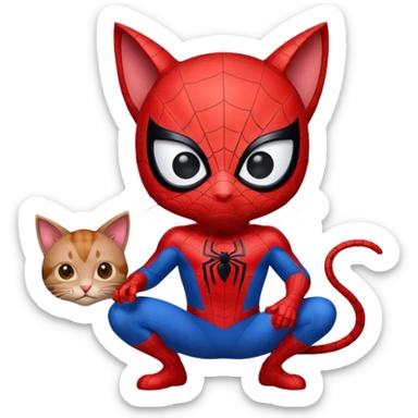 Spider man with a spider cat sticker