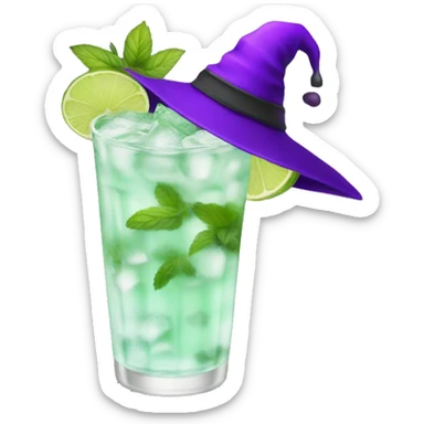 Mojito with purple witch hat, no straw, no leaves sticker