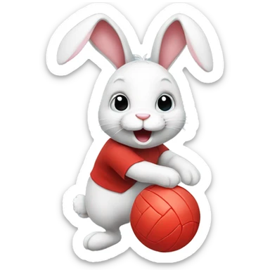 Bunny with a red volleyball sticker