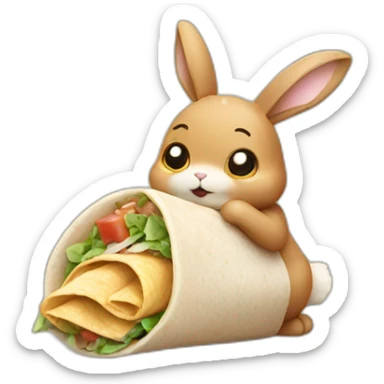 A cute bunny eating a burrito sticker