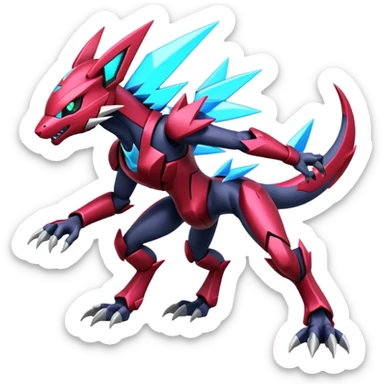 Shiny Futuristic Modern Genesect-Zeraora-Palkia-Zoroark-fusion sticker