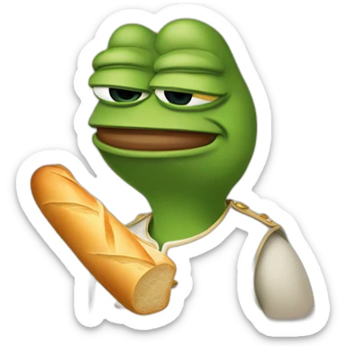 pepe with a baguette sticker