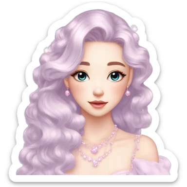 Dreamy pretty elegant kawaii shiny blushing shy pastel lady kawaii beautiful hair naturecore fairycore cottagecore jewels trending aesthetic sticker
