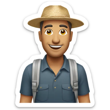 male hawai tourist from turkey with a tourist hat sticker