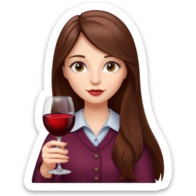 girl with long brown hair, long eye lashes, gorgeous with a glass of wine sticker
