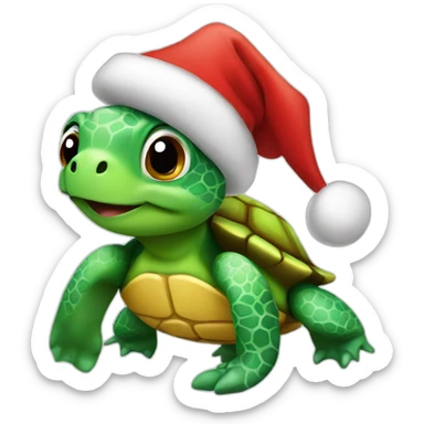 Turtle with Christmas hat sticker