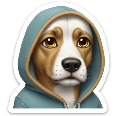 Dog wearing a hoodie sticker