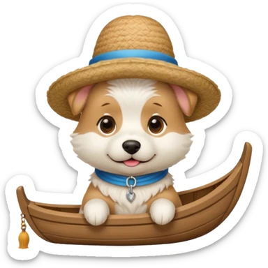 white dog with gondolier hat sticker