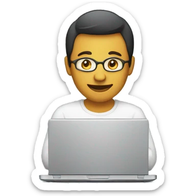 the person behind the laptop with an idea sticker