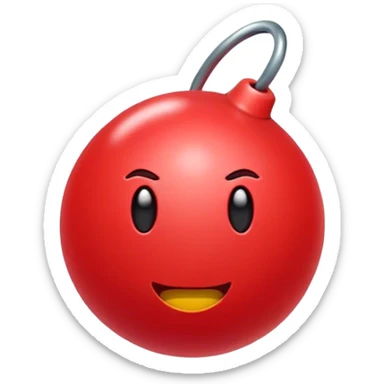 A minimalistic, cartoon-style red punching ball emoji with a glossy texture. It has a slightly rounded top and is mounted on a slim, flexible base, appearing slightly in motion. The design should be expressive and clear as an emoji. The background is fully transparent for easy overlay. sticker
