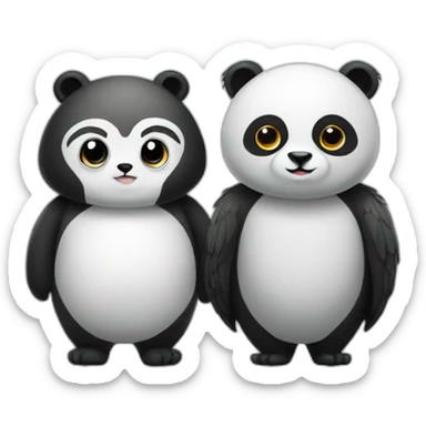Panda and owl couple sticker