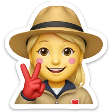 A Smiling Face with Smiling Eyes emoji with a hand korean finger heart emoji that has the middle finger sticking out sticker