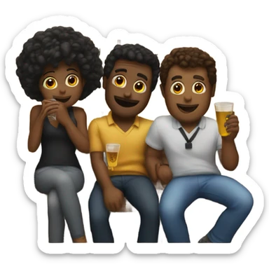 3 friends at a bar drinking 1 boy 2 girls sticker