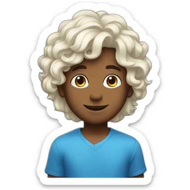 Un garçon avec les cheveux teinture bleu étoile. sticker