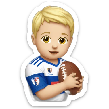 blond baby with a French team football t-shirt sticker