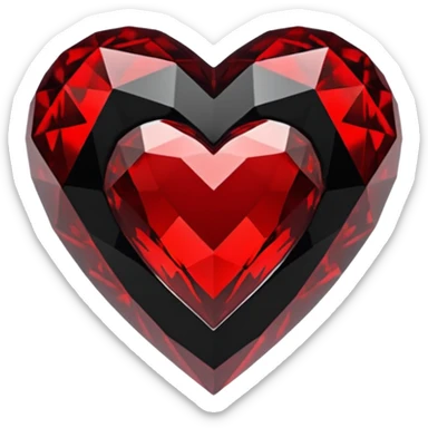 Black and red gothic crystal heart sticker