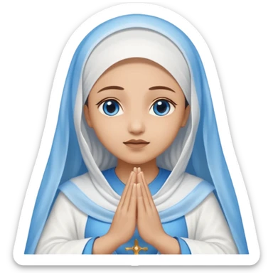 Nossa senhora das graças com aura manto azul e vel branco, com mãos abertas para baixo  sticker