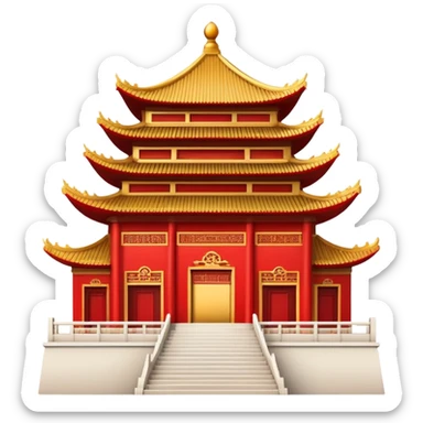 Abstract Chinese architecture symbol, conceptual design, iconic representation sticker