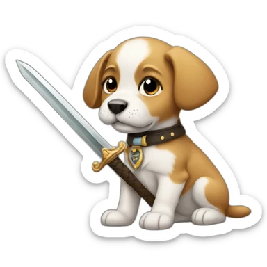 A puppy with a sword told you to shut up. sticker