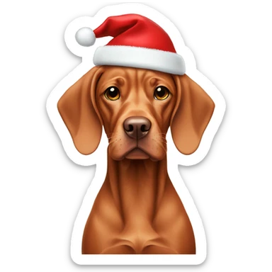 Vizsla with Xmas hat and gift  sticker