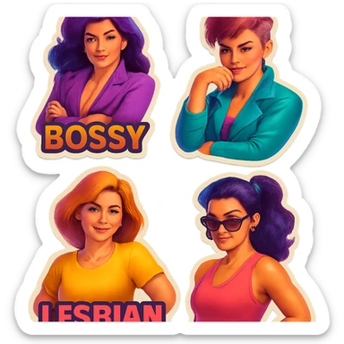 lesbian sticker pack - women who made it for women who love women - bossy dominative style, teasing sticker