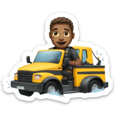 Tow truck driver swimming in a lake  sticker