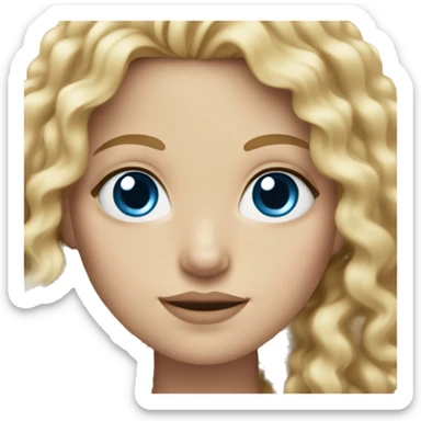 white girl with long curly blonde hair and blue eyes sticker