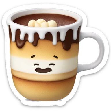 chocolat chaud avec crêpes et chamallow sticker