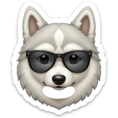 white/grey husky dog with black sunglasses sticker