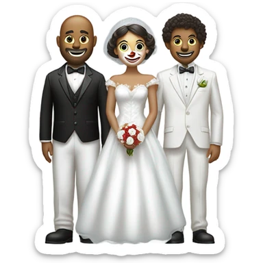 Clown bride and groom in suit  sticker