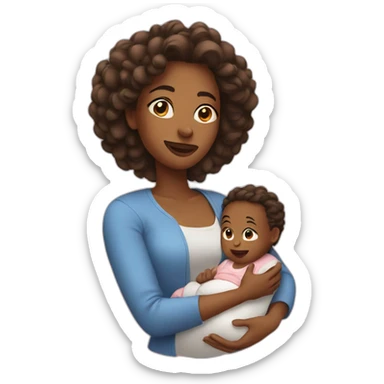 mom rocking a baby sticker