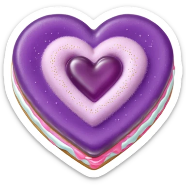 Realistic shortbread cookie in the shape of a heart with Pale Purple color jelly middle filling and sprinkled powder sugar on top. sticker