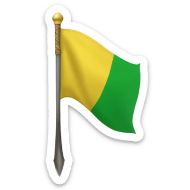 Yellow flag with a green circle symbol of a sword in the middle  sticker