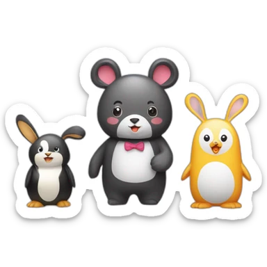 Bear in first place, penguin in second place and bunny in third place sticker