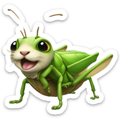 A grasshopper riding a miniature giant space hamster sticker