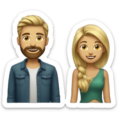 Blond bearded guy with brown woman sticker