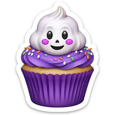 cupcake fantasma roxo e branco sticker