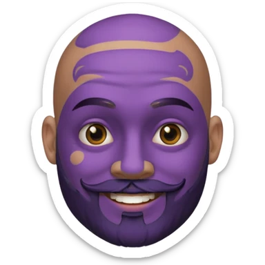 bald purple bearded man with black face tattoo sticker