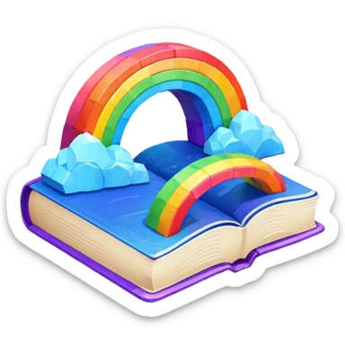 fantasy magic RAINBOW book low poly sticker